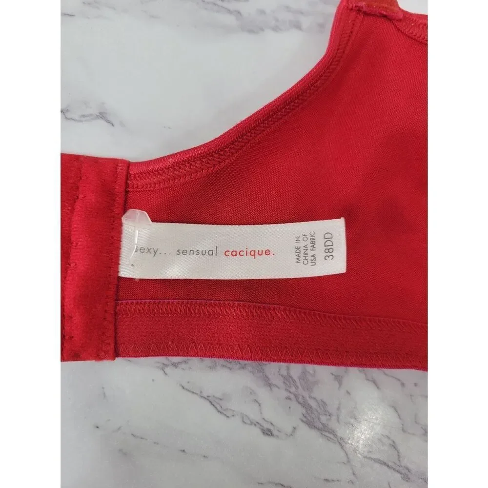 Cacique Red Satin Underwire Bra with Adjustable Straps